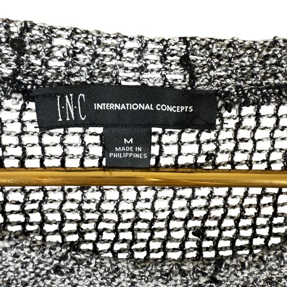 INC Gray Open Knit Mesh Top | Sheer Witchy Boho Layer Y2k | Medium - Picture 3 of 10